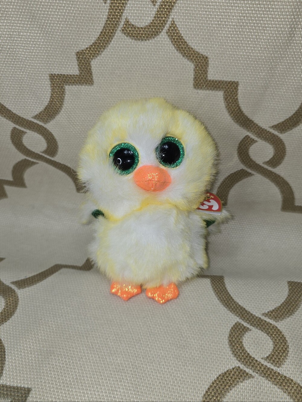 TY Beanie Boos Lemon Drop Yellow Chick Plush Toy Green Glitter Eyes New